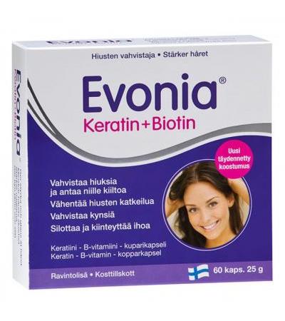 Витамины Evonia Keratin+Biotin для волос и ногтей 60 капсул Hankintatukku