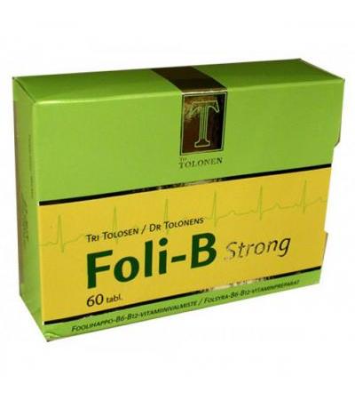 Витамины Foli-B Strong фолиевая кислота, В6, B12 60 таблеток Tri Tolonen