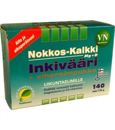 Витамины Nokkos-Kalkki-Inkivääri Крапива-кальциево-Имбирь + зеленые мидии 140 таб. Via Naturale