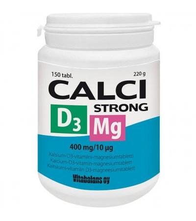 Витамины с кальцием и магнием Calci Strong 400 мг + Magnesium 187 мг + D3-vitamiini 10 мкг 150 таблеток Vitabalans