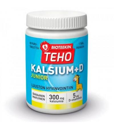Витамины с кальцием Kalsium+D Junior для детей 80 жевательных таблеток Bioteekki
