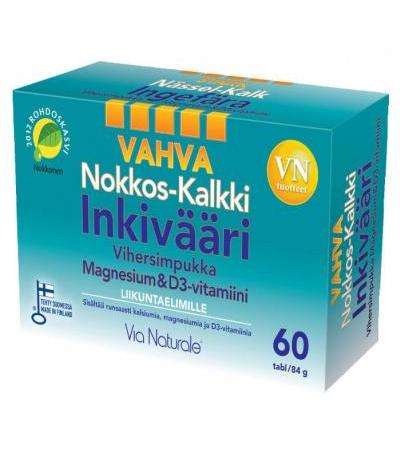 Витамины Vahva Nokkos-Kalkki-Inkivääri Крапива-кальциево-Имбирь + зеленые мидии 60 таблеток Via Naturale