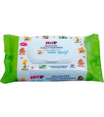 Влажная туалетная бумага для детей HiPP Babysanft feuchtes Kinder Toilettenpapier 50 шт Hipp