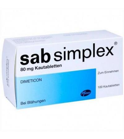 Жевательные таблетки от метеоризма SAB simplex Kautabletten 100 шт Sab Simplex