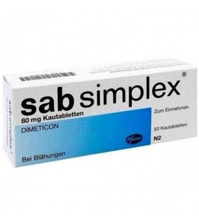 Жевательные таблетки от метеоризма SAB simplex Kautabletten 50 шт Sab Simplex