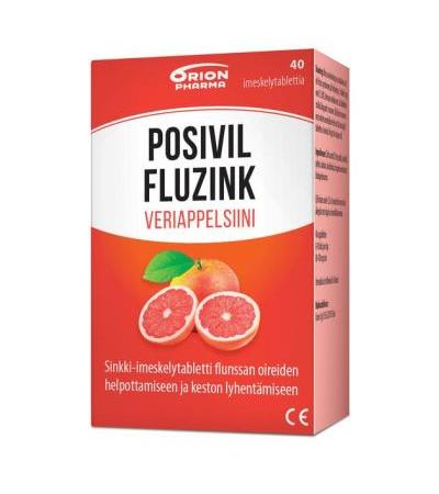Posivil Fluzink Veriappelsiini 40 imeskelytablettia
