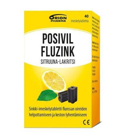 Posivil Fluzink Sitruuna-lakritsi 40 imeskelytablettia