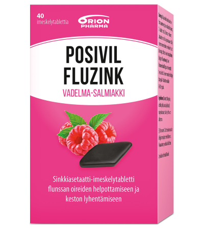 Posivil FluZink vadelma-salmiakki 40 imeskelytablettia